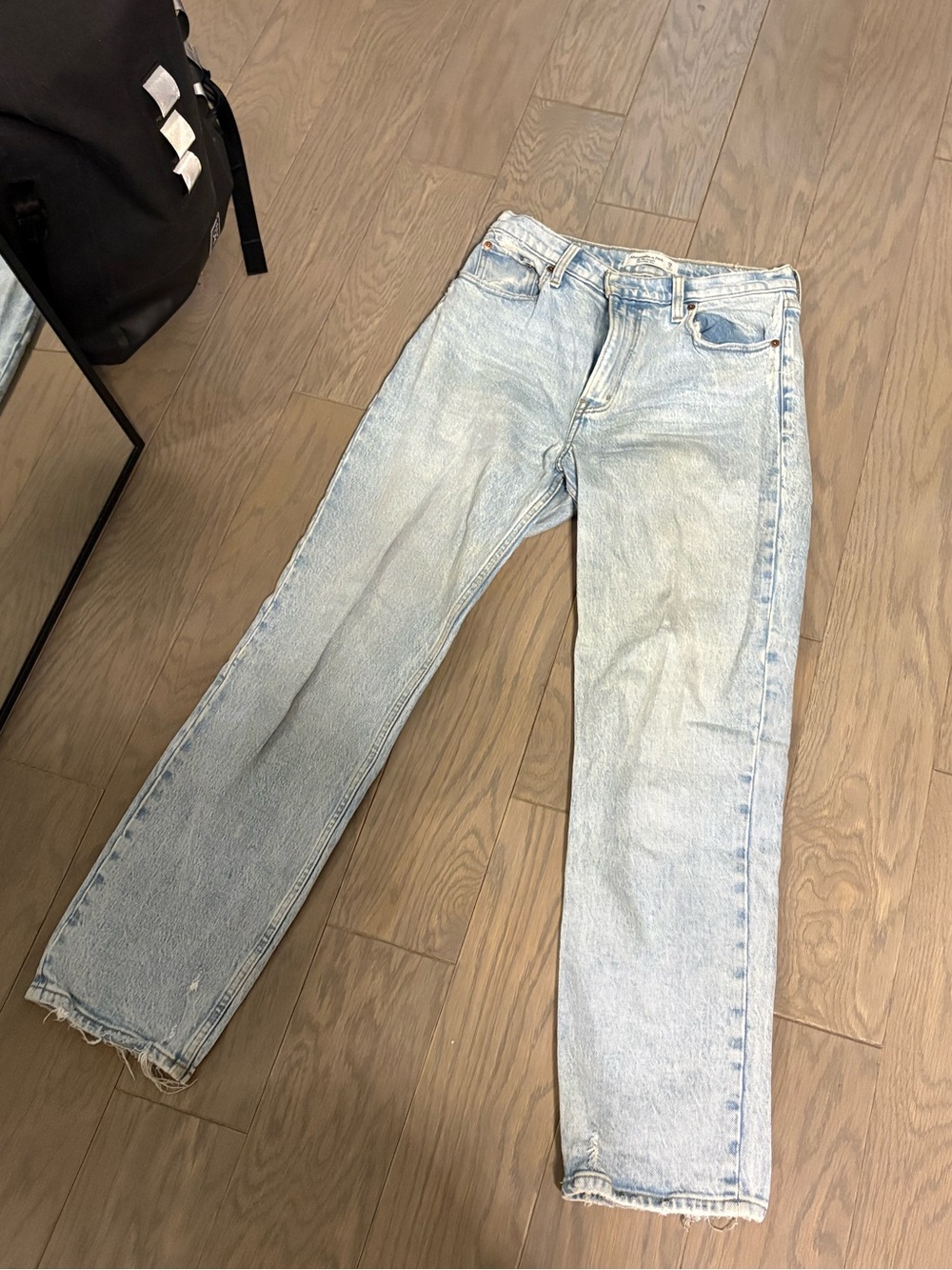 Abercrombie & Fitch Light Blue Straight-Leg Jeans Ultra High Rise